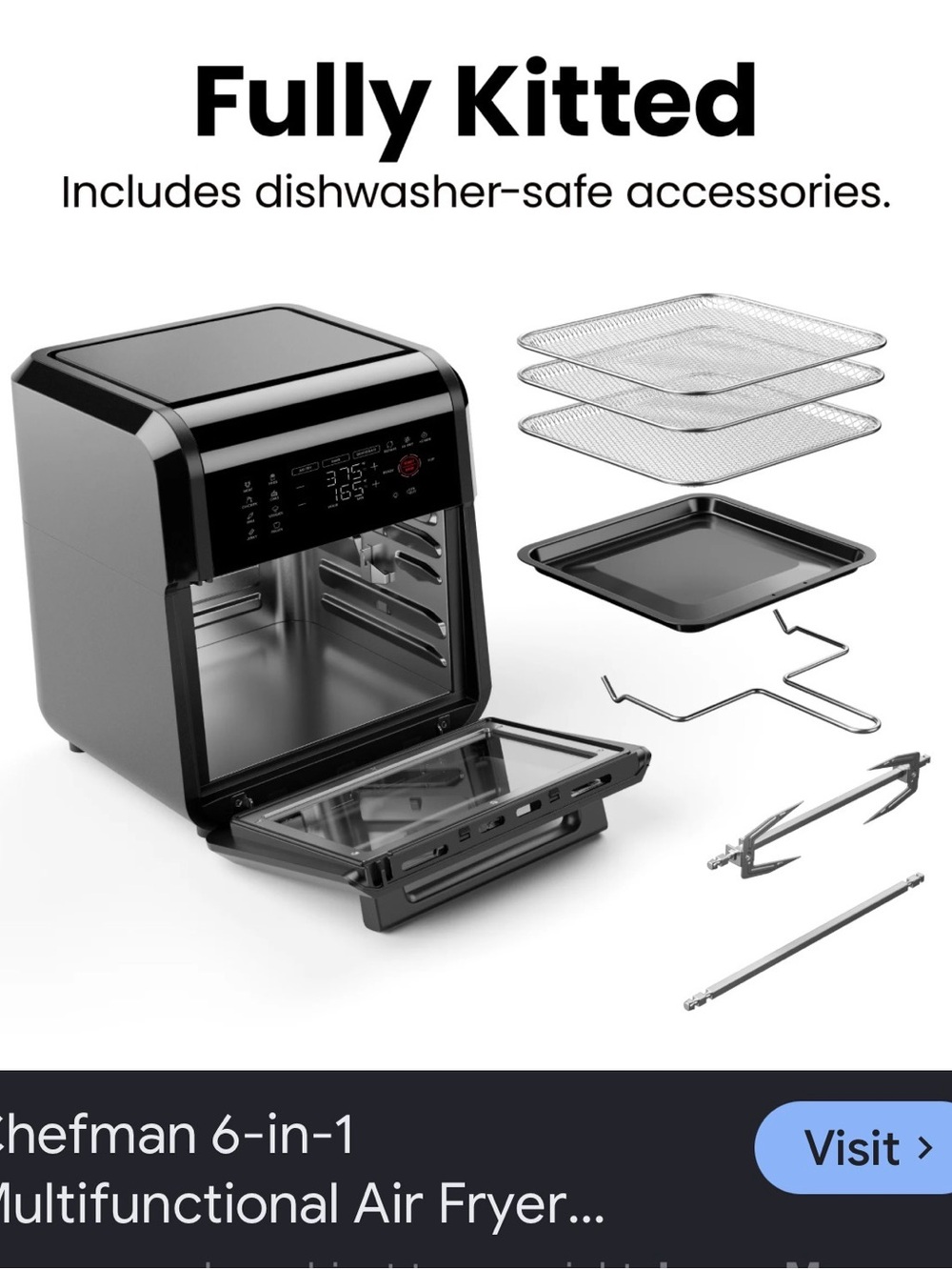 ChefMan 6 In 1 Air Fyer. Perfect Cond. Can’t Get Door Back On Parts Inc. #538